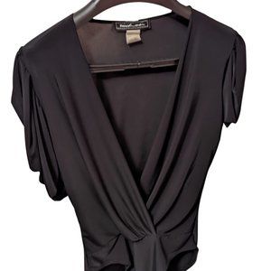 Touch Me Black Deep V Body Suit Size S